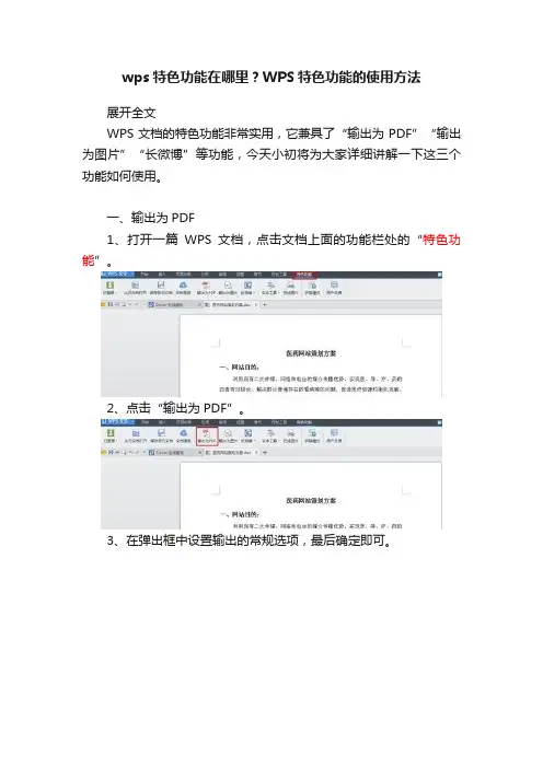wps特色功能在哪里？WPS特色功能的使用方法
