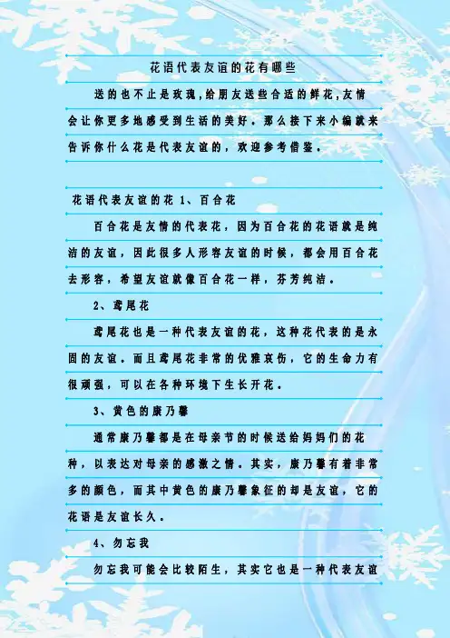 新整理花语代表友谊的花有哪些