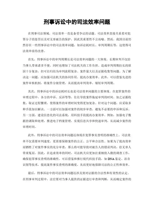 刑事诉讼中的司法效率问题