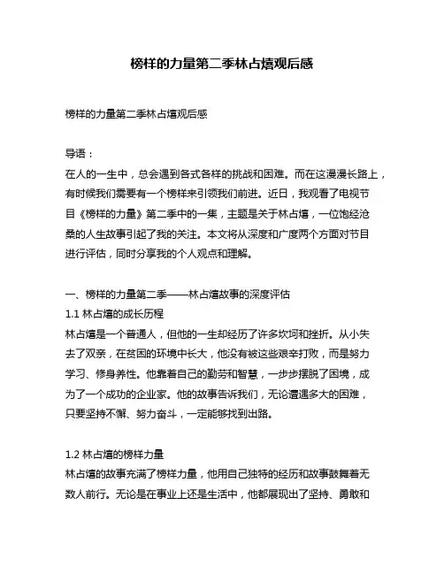 榜样的力量第二季林占熺观后感