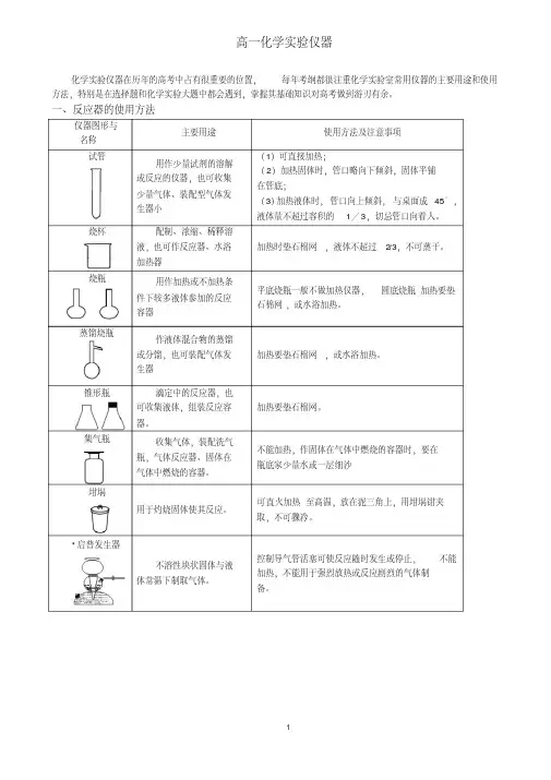 高中化学实验仪器大全【精】