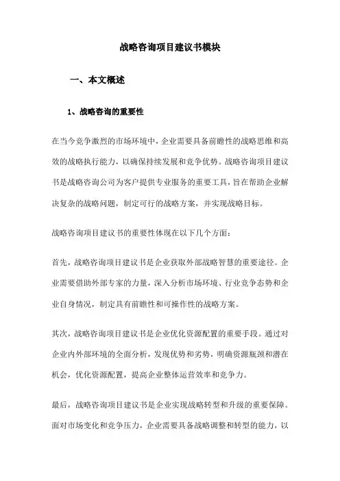 战略咨询项目建议书模块