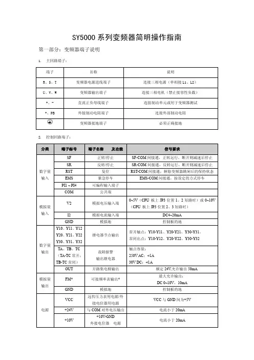 SY5000系列变频器简明操作指南NEW1