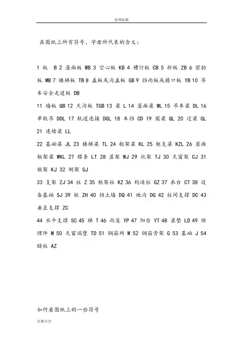 建筑图纸上所有符号、字母所代表地含义