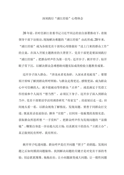 深刻践行浦江经验心得体会3篇