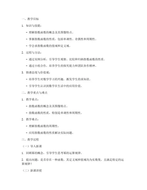 高中指数函数教案模板范文