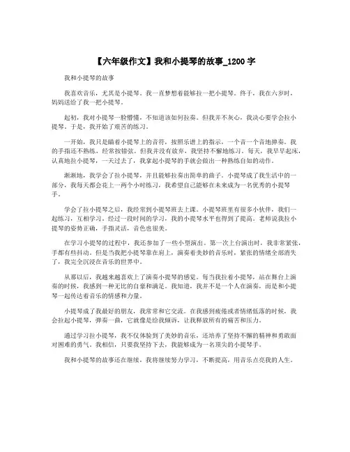 【六年级作文】我和小提琴的故事_1200字