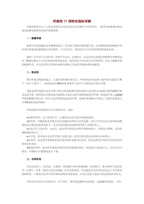 纤维的17项特性指标详解