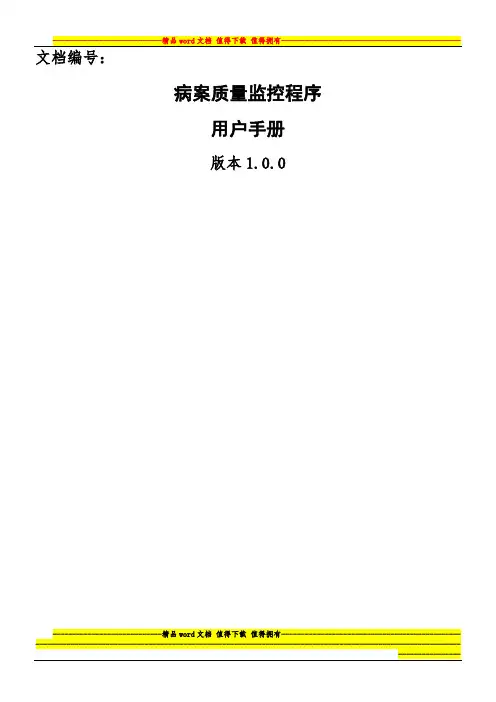 病案质量监控程序用户手册
