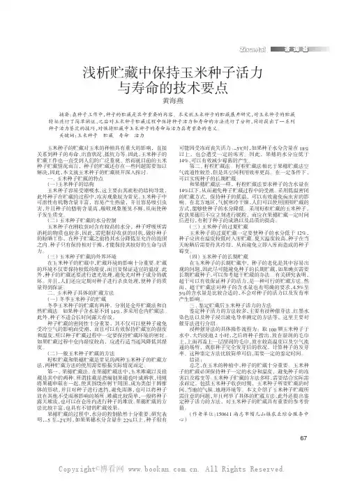 浅析贮藏中保持玉米种子活力与寿命的技术要点