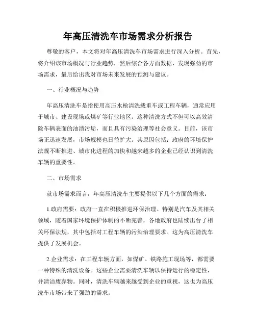 年高压清洗车市场需求分析报告