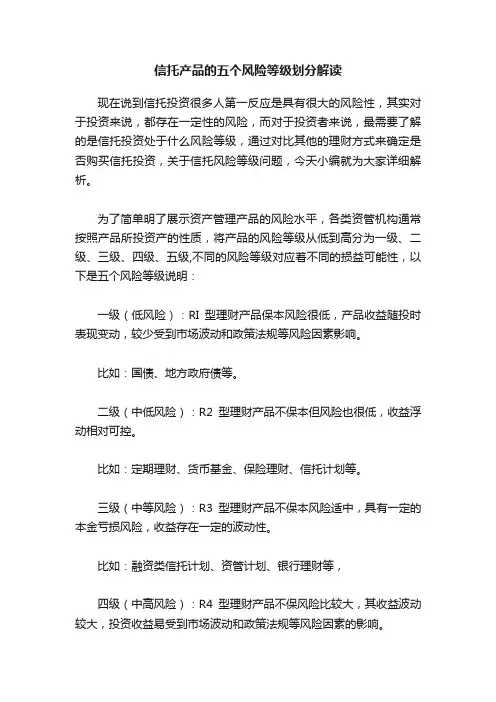 信托产品的五个风险等级划分解读