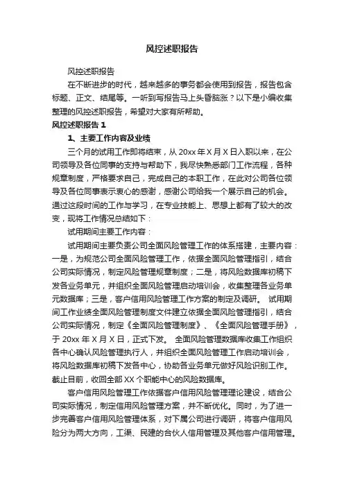 风控述职报告