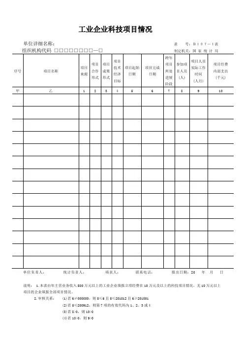 (完整word版)工业企业科技项目情况(B107-1__B107-2)