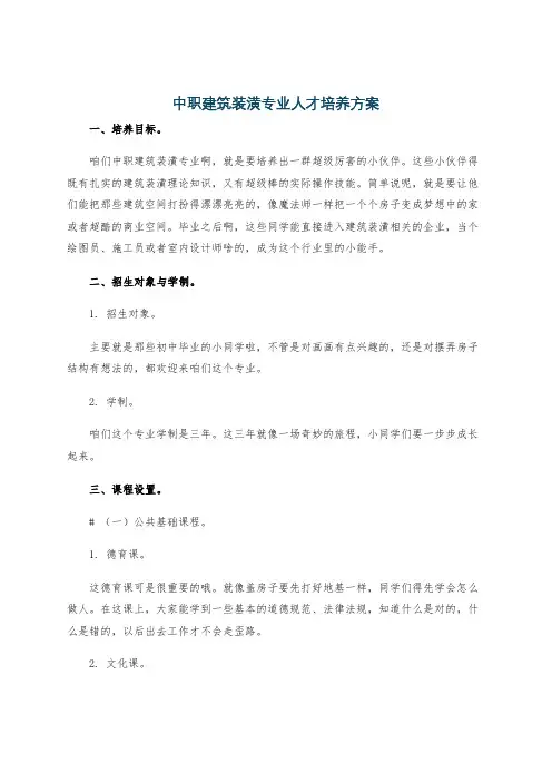 中职建筑装潢专业人才培养方案