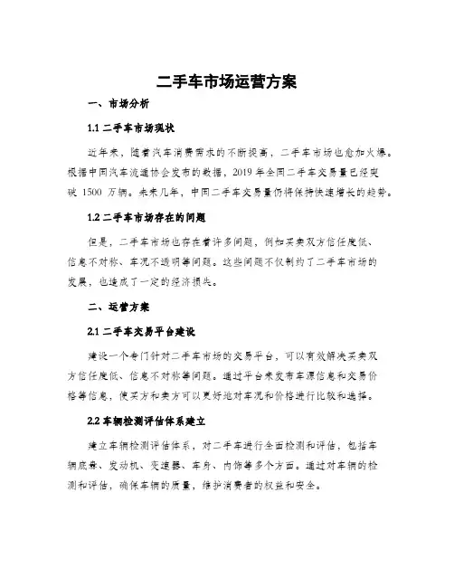 二手车市场运营方案