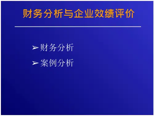 财务分析与企业绩效评价 预览