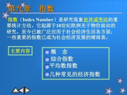 概念综合指数平均数指数几种常见经济指数