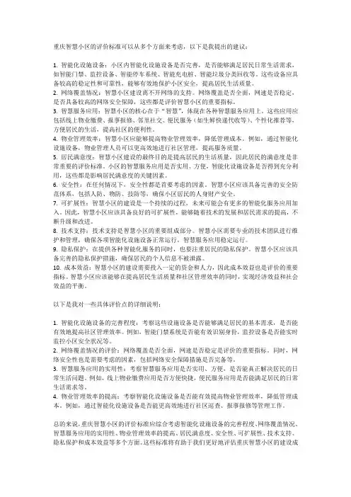重庆智慧小区评价标准