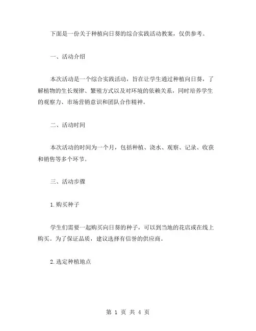 种植向日葵的综合实践活动教案