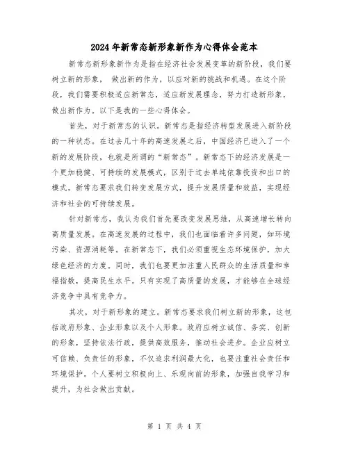 2024年新常态新形象新作为心得体会范本(2篇)