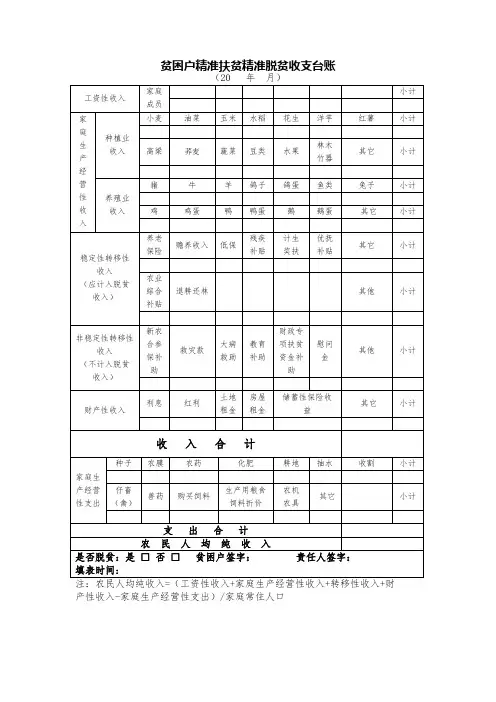 扶贫收入算账模板
