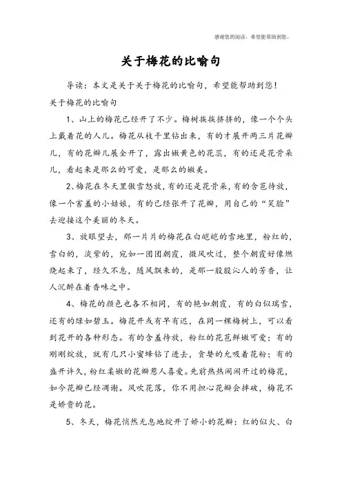 关于梅花的比喻句