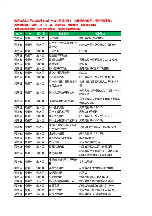 2020新版河南省郑州市金水区汽车配件工商企业公司商家名录名单联系电话号码地址大全900家
