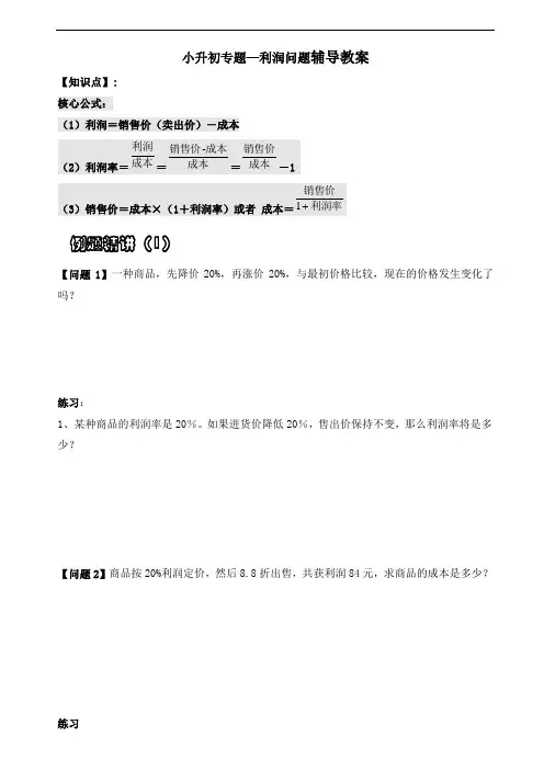 小升初数学专题复习 利润问题(例题+练习题)