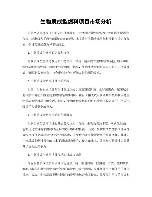 生物质成型燃料项目市场分析