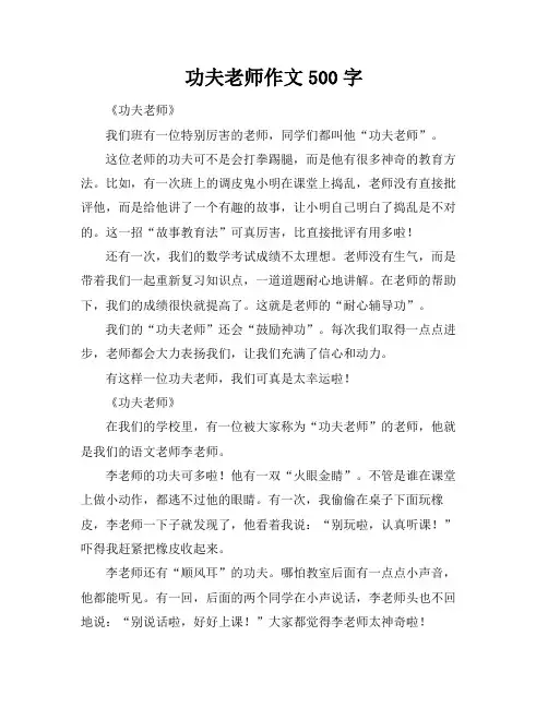 功夫老师作文500字