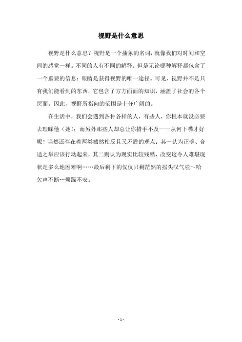 视野是什么意思