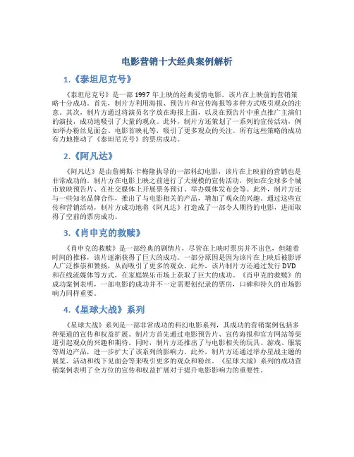 电影营销十大经典案例解析