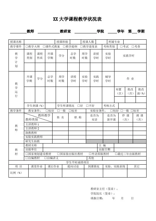 大学课程教学状况检查表