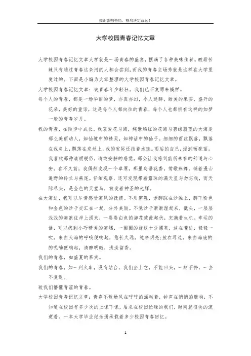 大学校园青春记忆文章