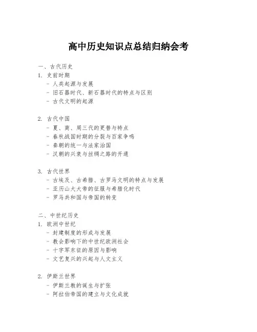 高中历史知识点总结归纳会考