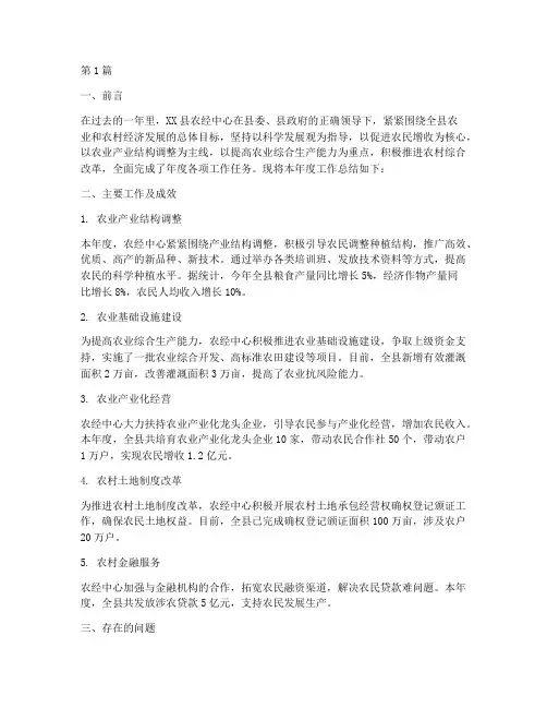 农经中心年度总结报告(3篇)