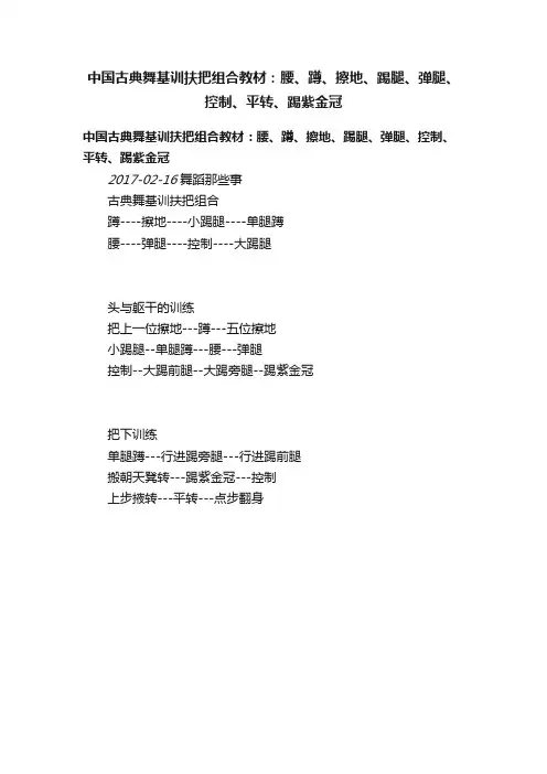 中国古典舞基训扶把组合教材：腰、蹲、擦地、踢腿、弹腿、控制、平转、踢紫金冠