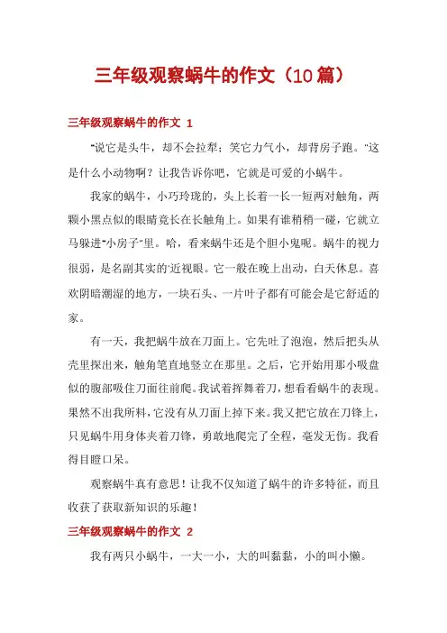 三年级观察蜗牛的作文(10篇)