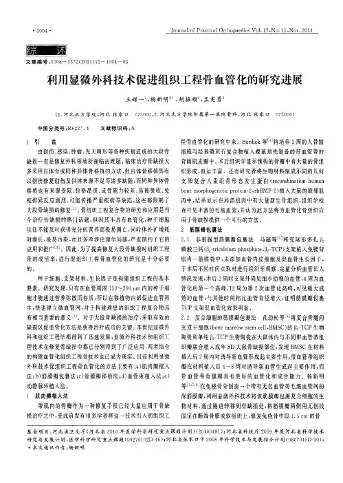 利用显微外科技术促进组织工程骨血管化的研究进展