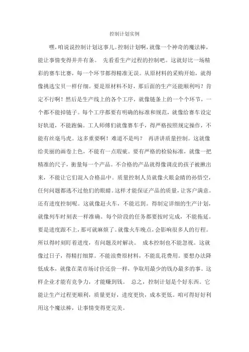 控制计划实例