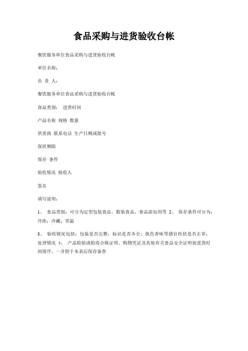食品采购与进货验收台帐