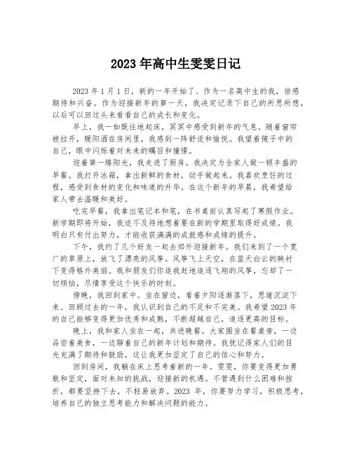关于高中生雯雯日记
