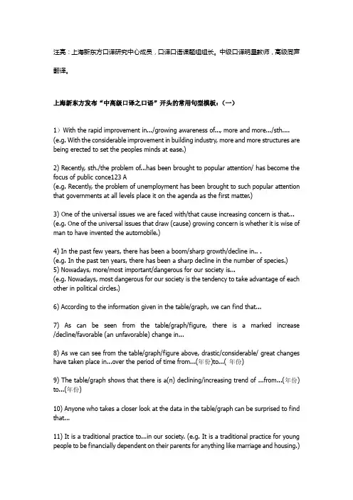 英语口语——口译口语高频模板及范文