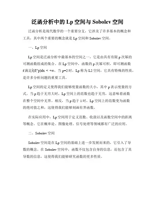 泛函分析中的Lp空间与Sobolev空间