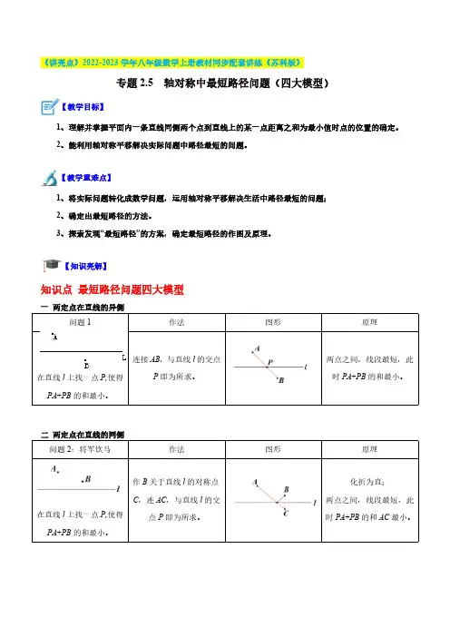 专题2.5  轴对称中最短路径问题
