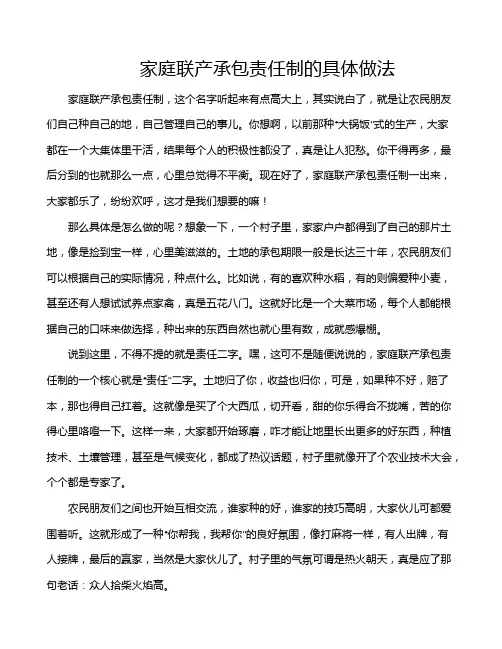 家庭联产承包责任制的具体做法