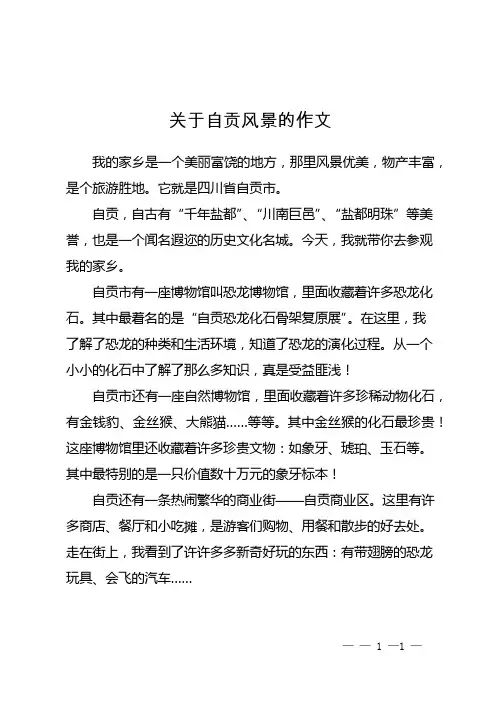 关于自贡风景的作文