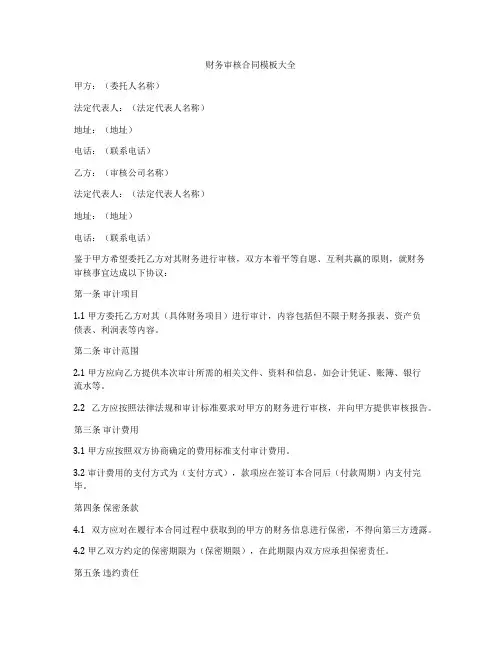 财务审核合同模板大全