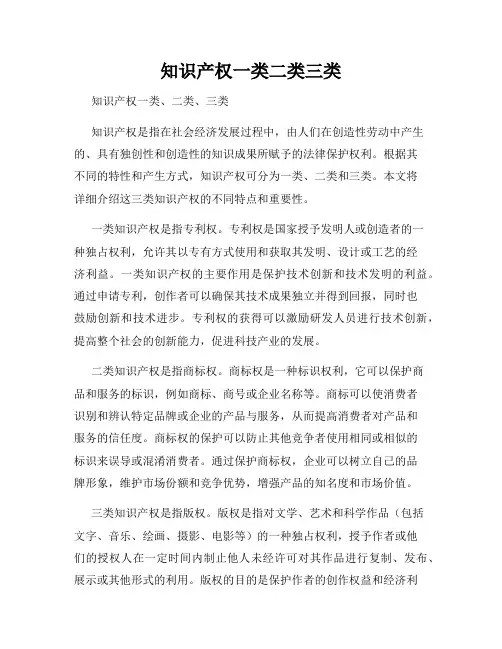 知识产权一类二类三类